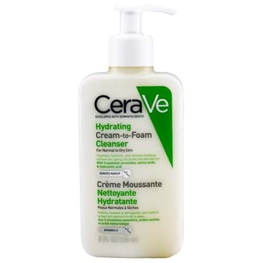 ژل شستشوی صورت سراوی مدل Hydrating Cream-to-Foam مناسب پوست نرمال تا خشک ۲۳۷ میل