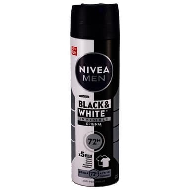 اسپری ضد تعریق مردانه مدل Black & White Invisible Original با ماندگاری ۷۲ ساعته