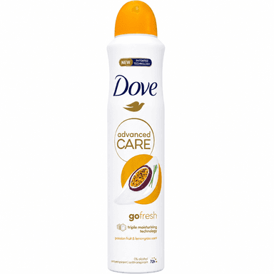 اسپری ضد تعریق زنانه داو اصلی + ضمانت اصلی مدل Advanced Care Go Fresh با رایحه پشن فروت و علف لیمو حجم ۲۵۰ میلی‌لیتر