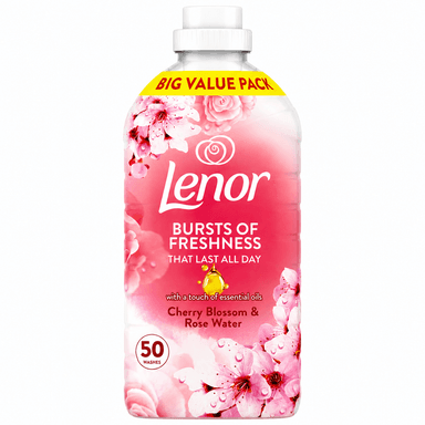 نرم کننده لباس لنور شکوفه گیلاس و گلاب ۱۶۵۰ میلی‌لیتر | Lenor Cherry Blossom & Rose Water Fabric Conditioner 1650ml